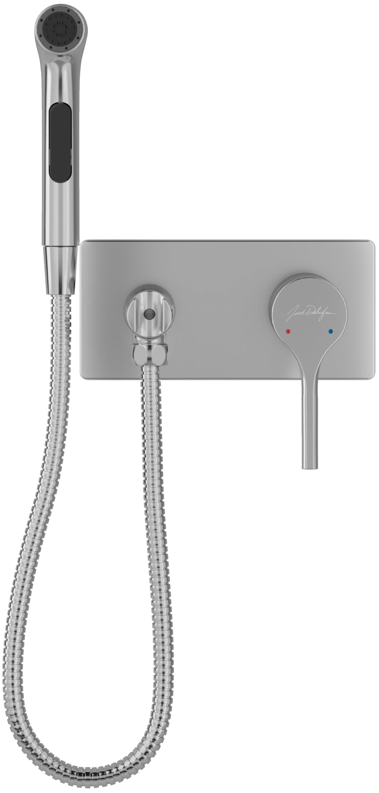 Jacob Delafon - Douchette Hygiénique Cuff pour WC - Avec mitigeur chaud/froid - Faible consommation 5L/min - Avec support mural et flexible 1,2m - 1 jet - Finition Chrome - E25838-CP