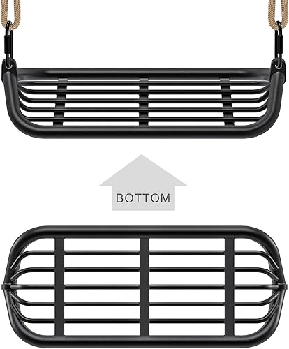 Miniatura 3 de SELEWARE Asiento de columpio de estructura de metal de 17 pulgadas con cuerda ajustable y conexión rápida, accesorios de repuesto para niños y