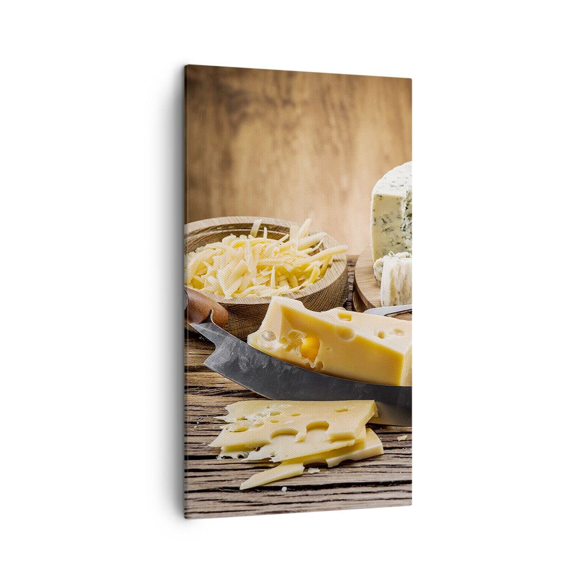 ARTTOR Cuadro sobre Lienzo 45x80 cm Moderno Vertical Cocina - 2870 | Queso Escritorio Alimento Cuadro Decorativo Arte mural Decoración del Hogar Salón Dormitorio Cocina Cuadros de Pared