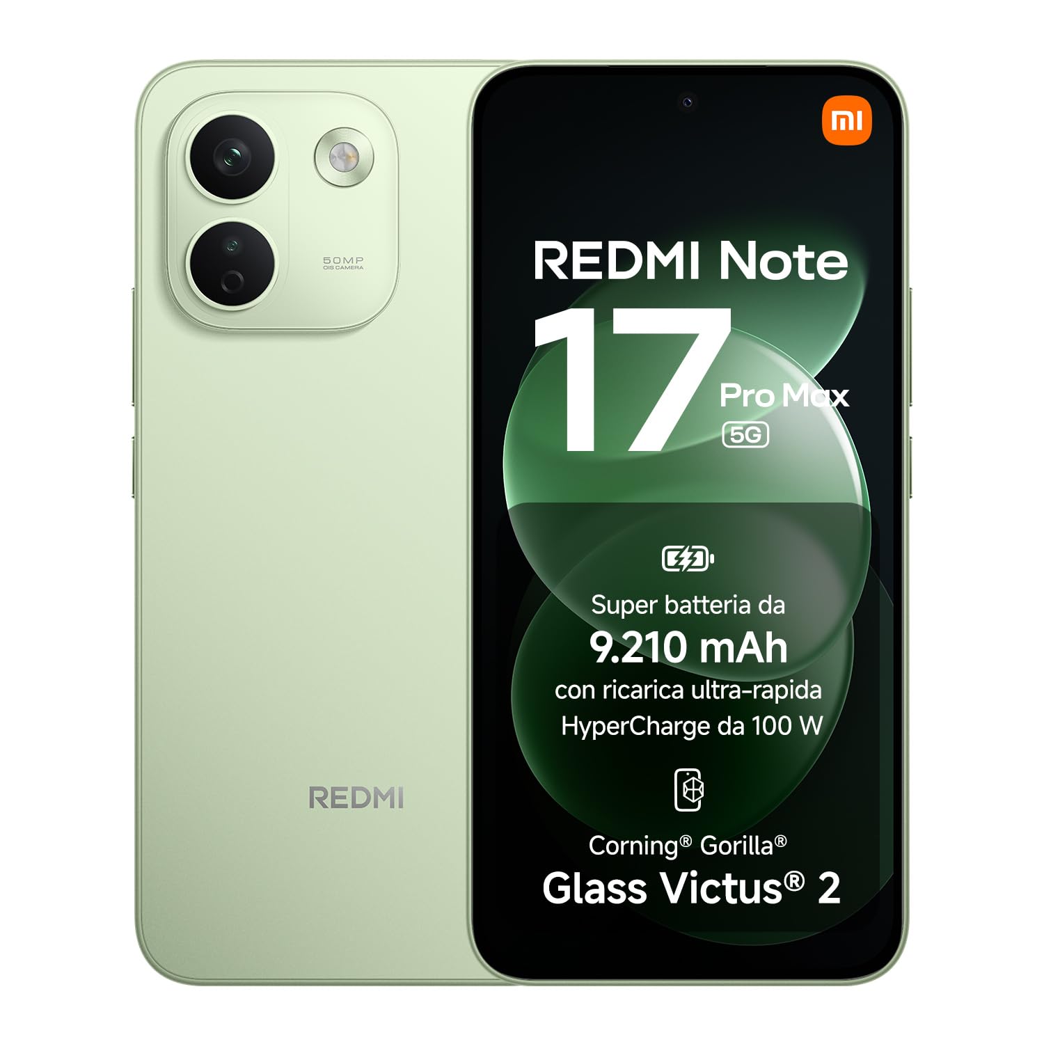 REDMI Note 17 Pro Max 5G, Smartphone 8+512GB, Green, Batteria 9210mAh | Snapdragon® 6 Gen 5, Fotocamera OIS 50MP, HyperCharge 100W, Resistenza IP66/IP68, Flagship Display, Xiaomi HyperAI