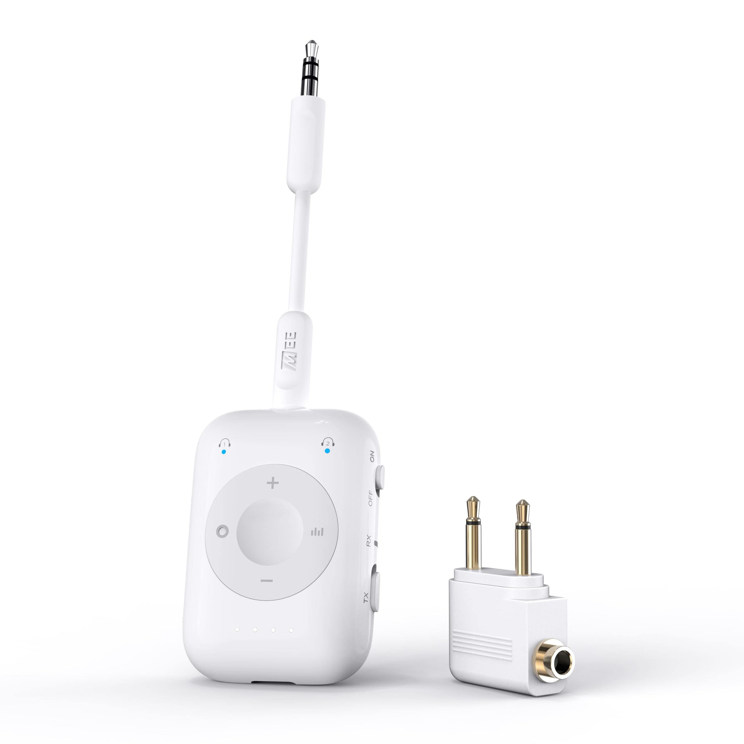 MEE audio Connect Air Pro Bluetooth Wireless Audio Transmitter & Receiver for AirPods or Bluetooth Headphones, 2-in-1 Adapter with Detachable Cable