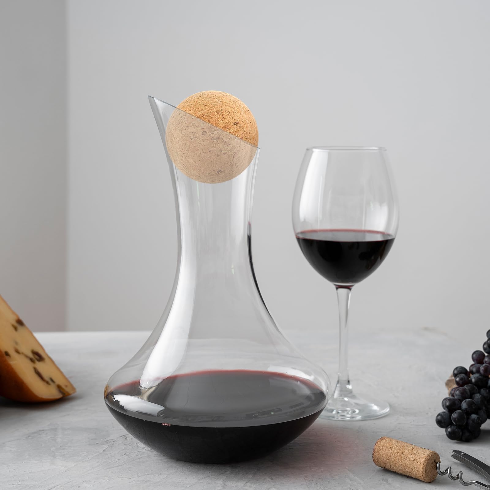 2 Stück Weinkorken Kugel Holzkugel Flaschenkorken, Ersatz für Wein Dekanter und Karaffe Flaschen, Set von Premium-Weinkorken Deckel Stopper Ersatz (2,4 Zoll / 6,1 cm)