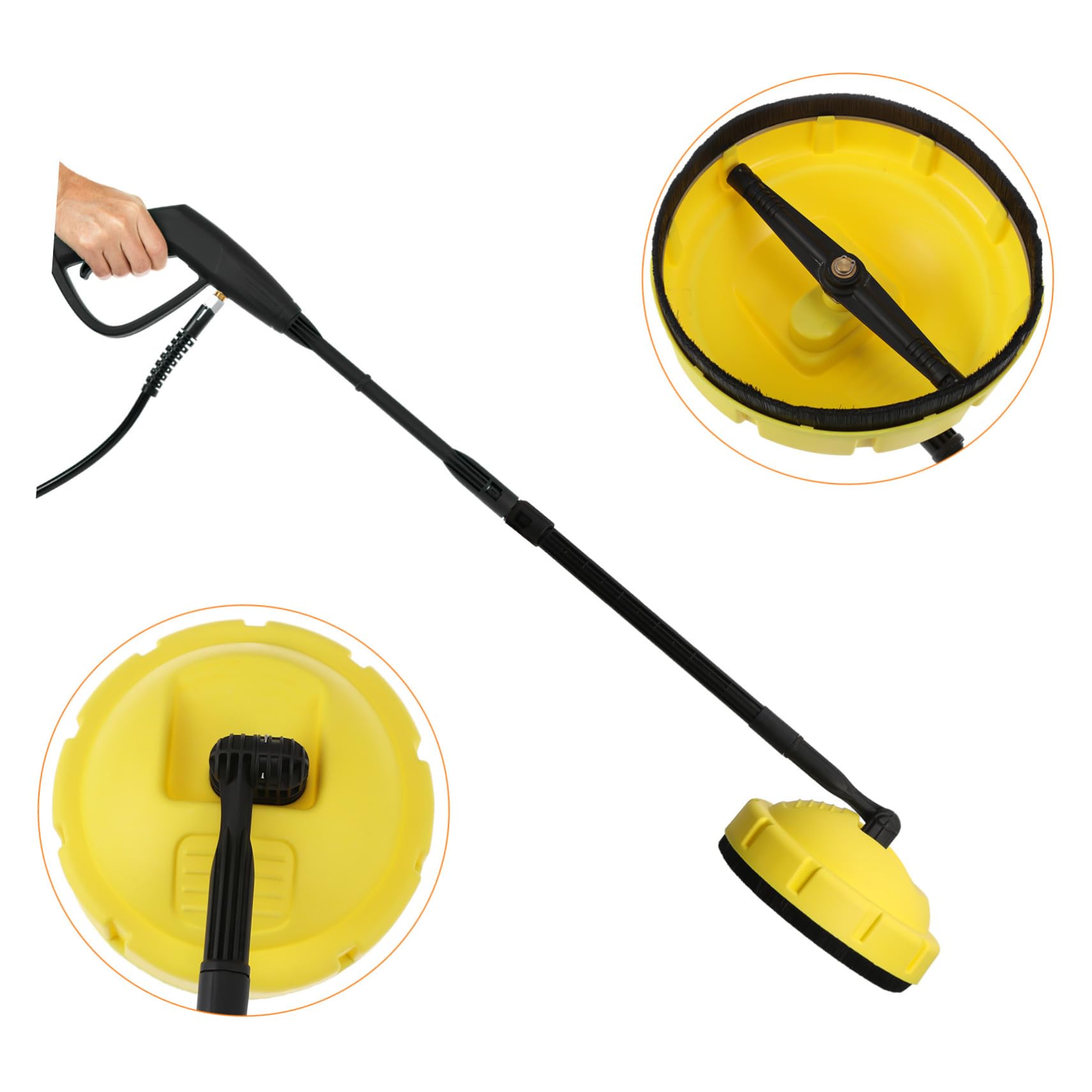 NOLITOY Hidrolavadora Rotativa para Automóviles Limpieza De Patios y Garajes [Alta Presión] [Boquilla Giratoria Plástico] Mango Largo para Superficies Planas Exteriores