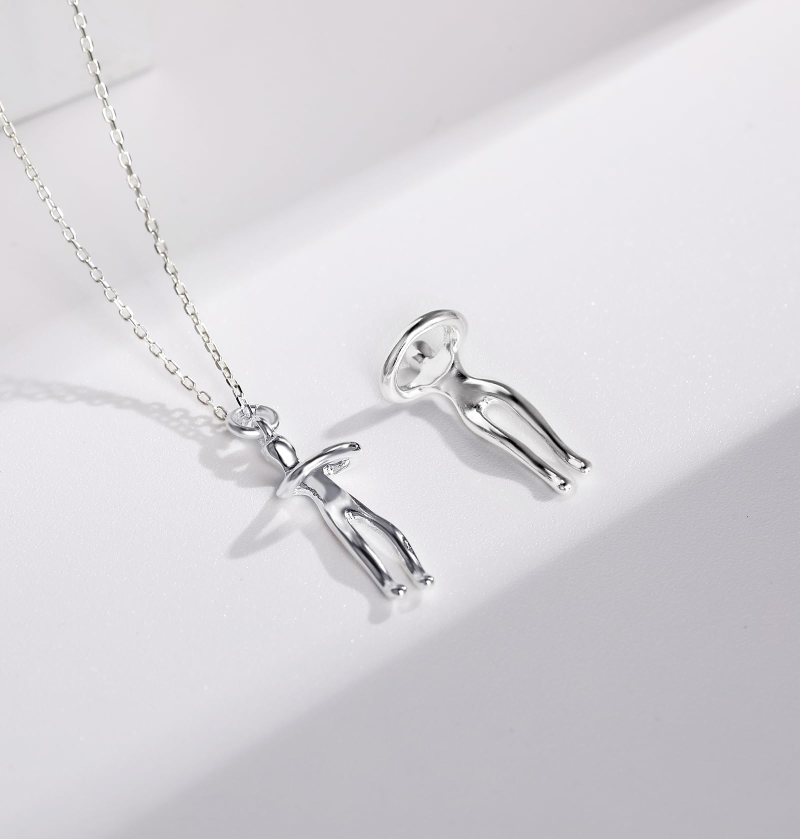 Qings Umarmung Halskette für Damen 925 Sterling Silber Umarmungs Herz Paar Anhänger Kette Geburtstags Jubiläumsgeschenke für Sie und Ihn Mutter
