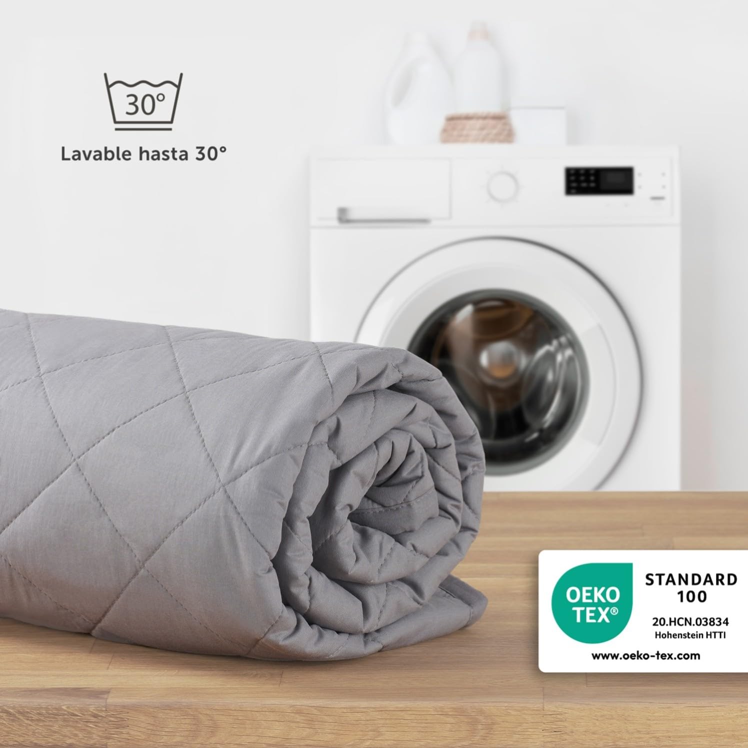Blumtal manta lastrada 135x200 cm - Manta de relajación con material exterior 100% algodón - Manta lastrada 6kg - Manta terapéutica 135x200 con relleno de perlas de vidrio para dormir antiestrés