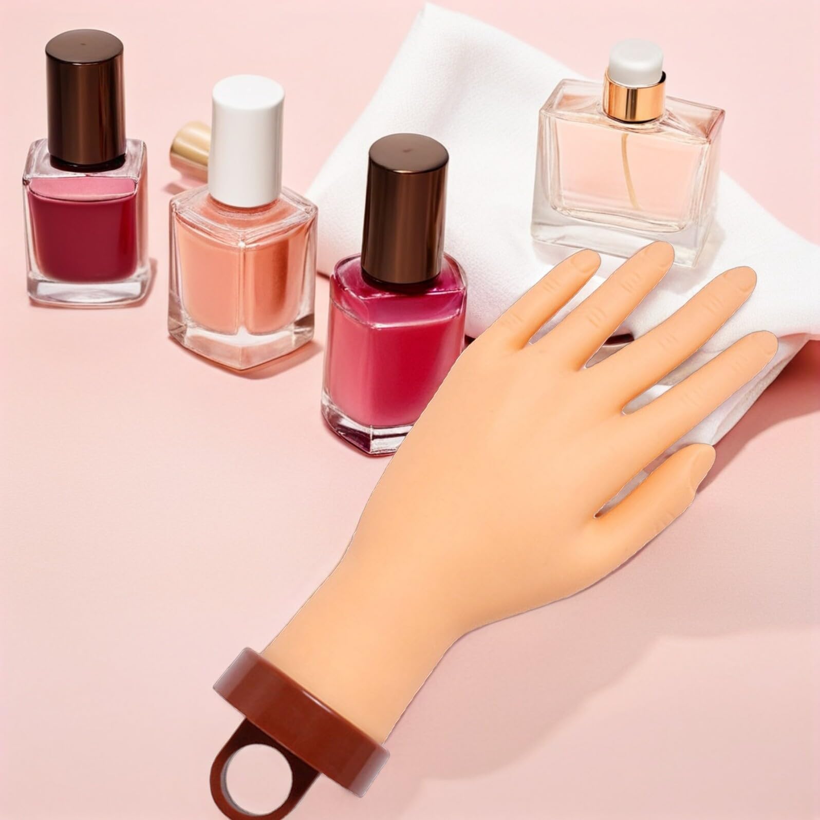 Anneome Handmodell zum Üben für Nageldesign Flexibles Training mit Halterung Realistische Silikon-übungshand für Maniküre für Anfänger und Nagelschulen Wiederverwendbare Übungshand