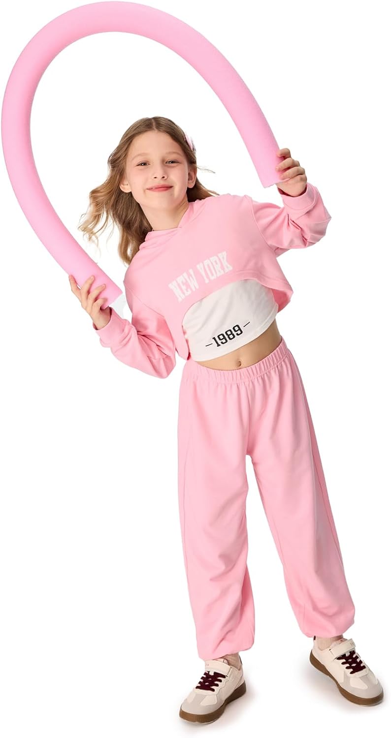 Girls 3 Piece Outfits Graphic Crop Top Camisole and Sweatpants Set Summer Workout Shirt Tank and Pants Overalls