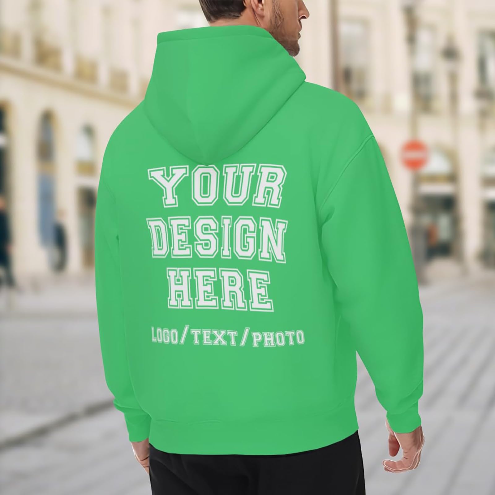 Ropa De Verano Hombre Sudadera con Capucha Personalizada. Diseña Tu Propia Personalizada Texto, Logotipo Y Foto. para Mujer. Sudaderas (Green, XL) Entrenamiento Boxeo Mujer Oversized Gym