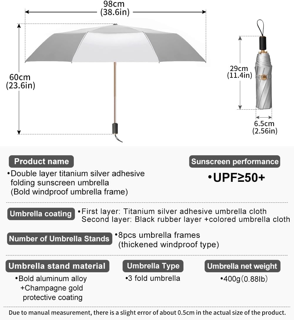 UPF50+ double-layer umbrella cloth uv umbrellas for sun protection, Dense Titanium silver refractive layer+black glue filter layer, fashionable oil painting printing, bold umbrella frame windproof