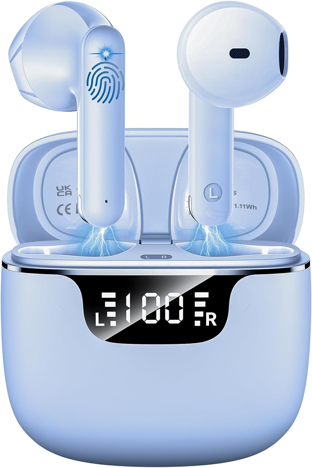 Wireless Earbuds Headphones Bluetooth 5.3 with 4 ENC Noise Cancelling Mics,Hi-Fi Fidelity Stereo Ear Buds the Playable time is 42h,Touch Control MINI Wireless Earphones for iPhone and Android purple