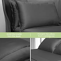 Vista 5 de JSELF Juego de sábanas de viscosa de bambú tamaño matrimonial, 4 piezas, 100% viscosa de bambú orgánico, percal de 400 hilos, refrescante y Gris