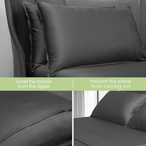 Miniatura 5 de JSELF Juego de sábanas de viscosa de bambú tamaño matrimonial, 4 piezas, 100% viscosa de bambú orgánico, percal de 400 hilos, refrescante y