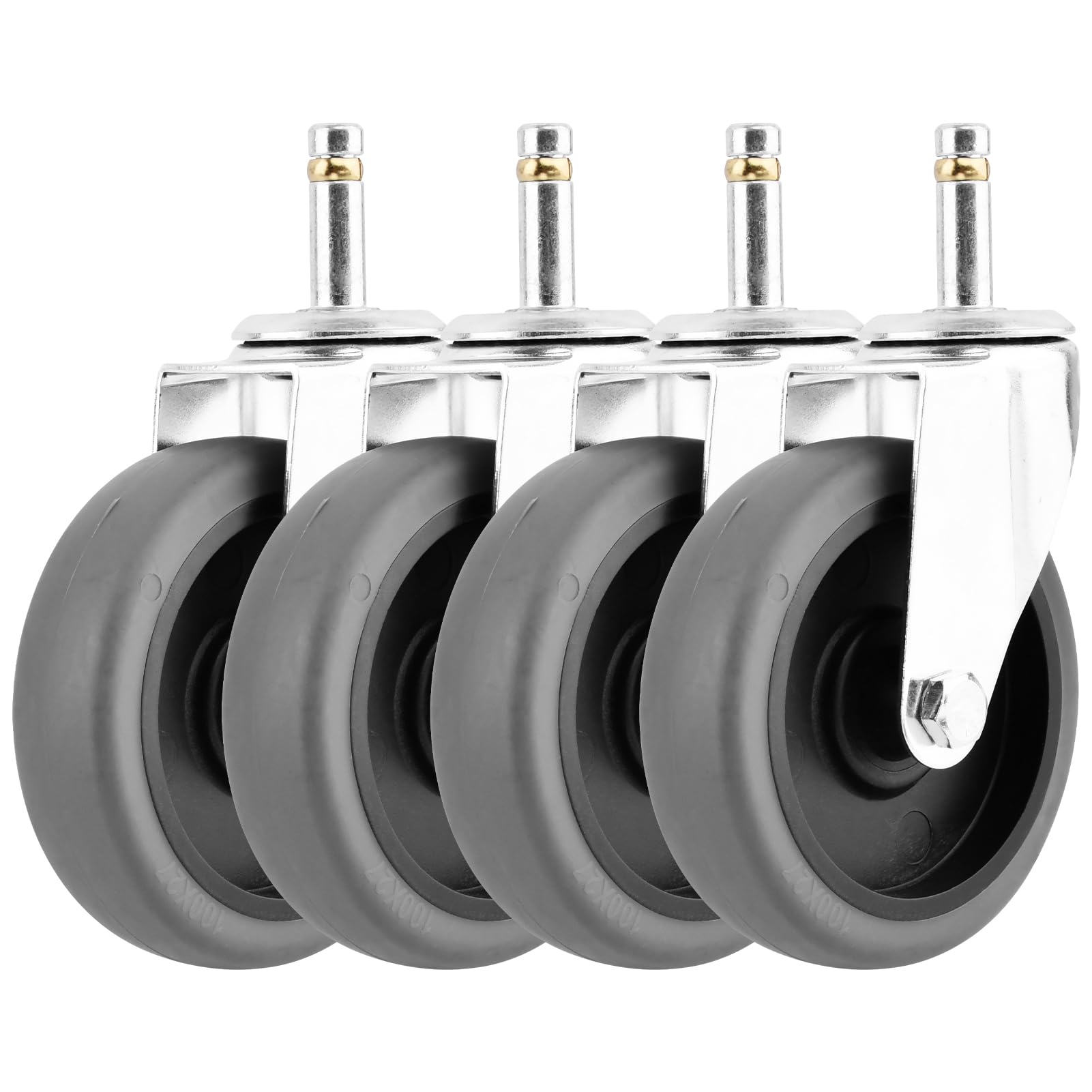 4 Stück 10,2 cm Lenkrollen mit Schaft-Durchmesser, Gummirad, robuste TPR-Ersatzräder für Rubbermaid Mopp, Eimer, Wagen, Grillrollen
