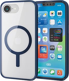 エレコム iPhone 16e ケース 耐衝撃 衝撃吸収 背面傷つけ防止 マグネット ワイヤレス充電対応 レンズ保護 MAGKEEP ネイビー PM-A25SMAG03NV
