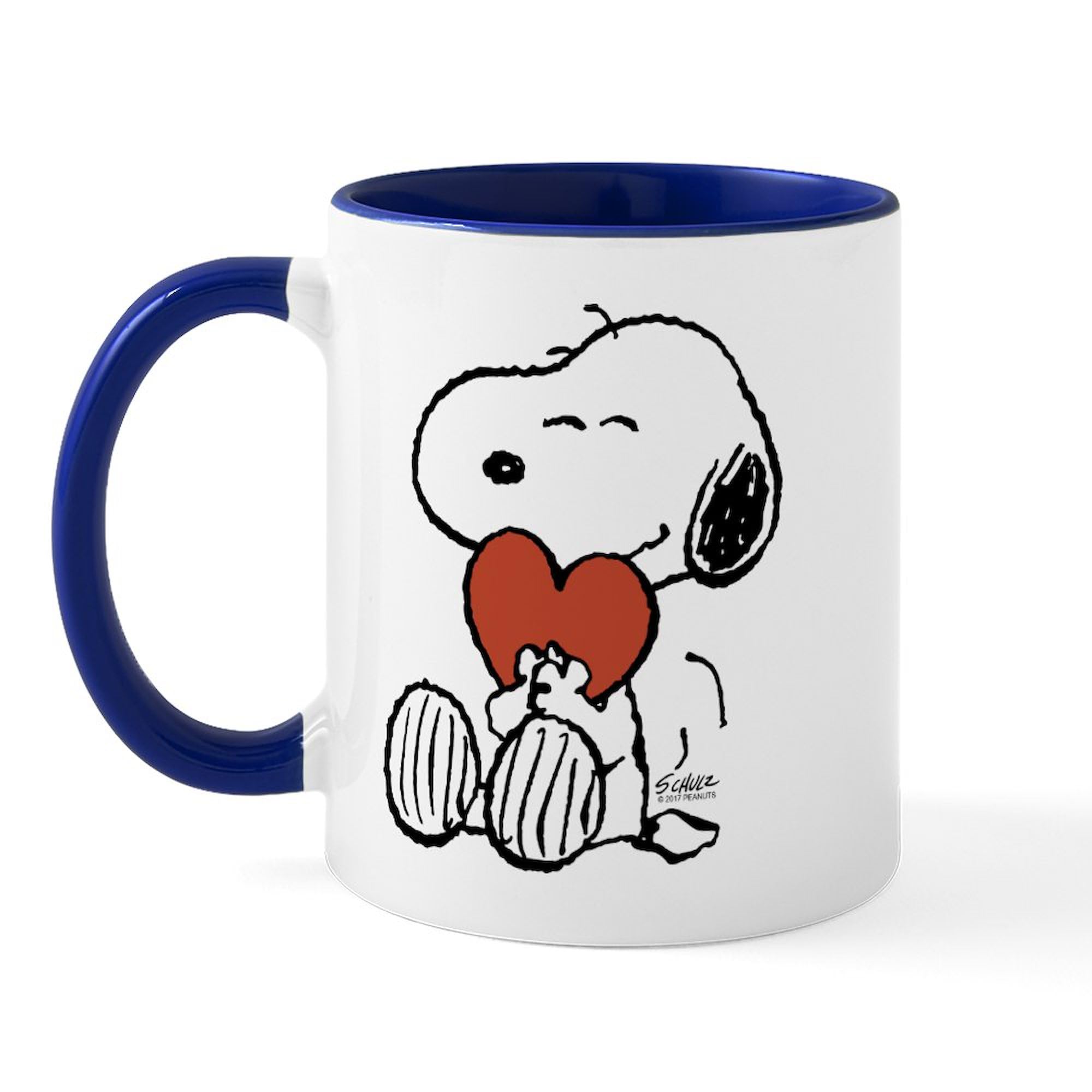 CafePress Snoopy On Heart Mugs 11 oz (325 ml) Ceramic Coffee Mug