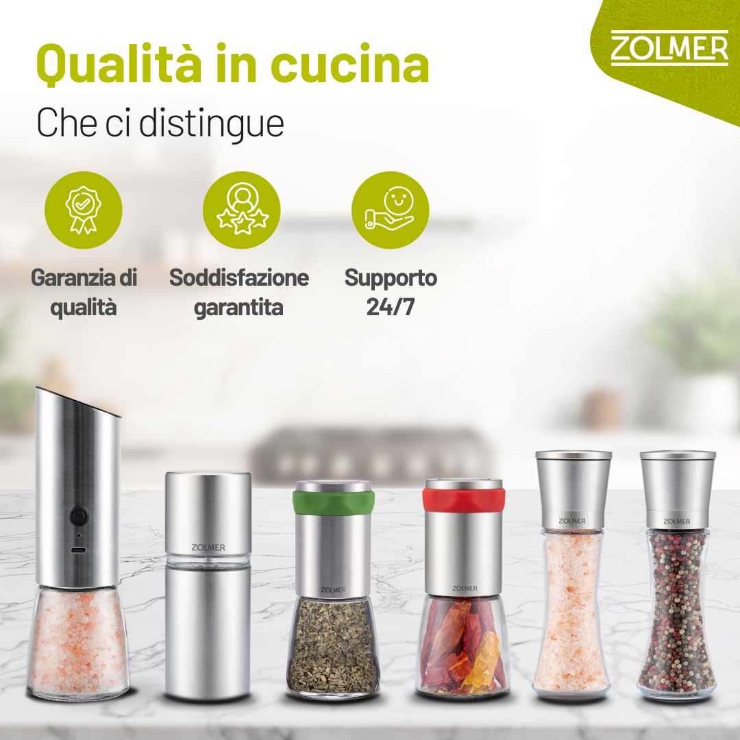 GRAVITY Macina Pepe Elettrico ad una mano e luce integrata – 1 unità con Batterie Ricaricabili, Macinatura Regolabile per Spezie varie, macina Sale o Pepe – Robusto e Compatto