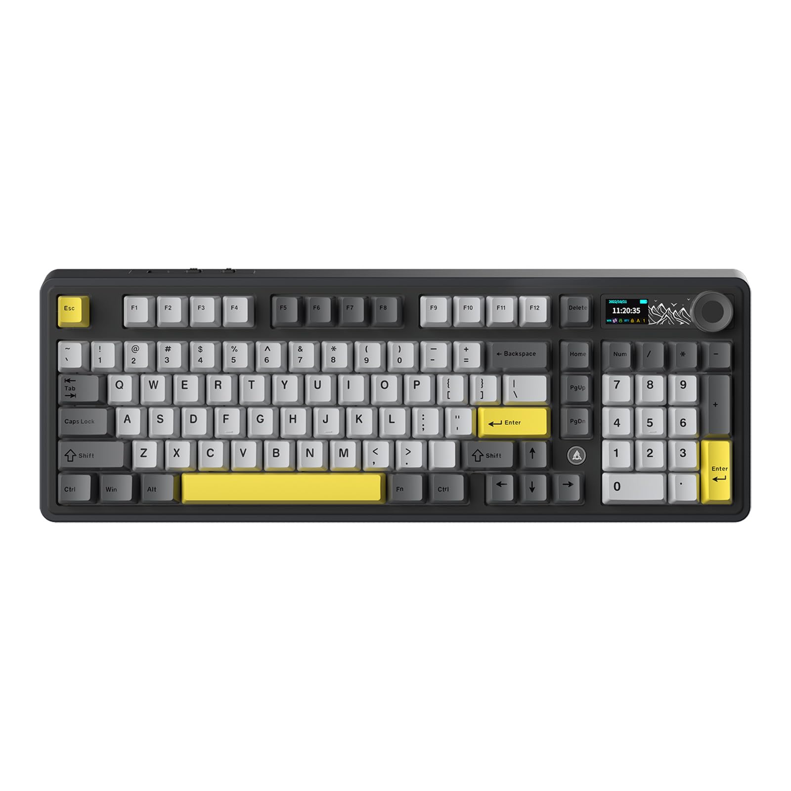 MechLands AJAZZ AK980 96% USB-C/BT5.0/2.4GHz Wireless Gaming Keyboard with 1.14’’ TFT Screen, Hot Swappable Creamy Mechanical Keyboard with FR4 Plate, Knob, RGB for Win/Mac (Black, Gift V2 Switch)