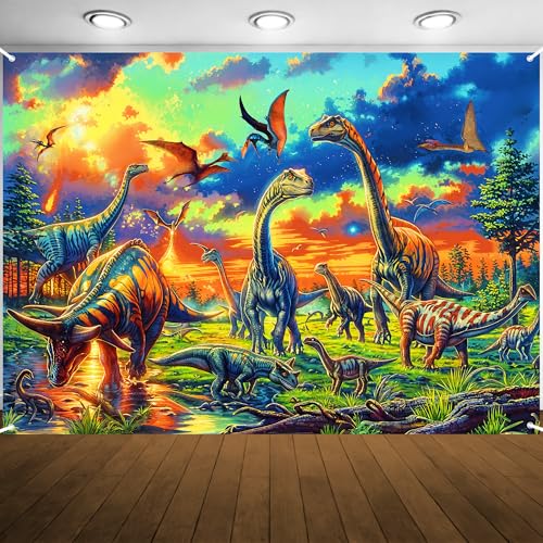 7x5ft Green Dinosaur Backdrop Polyester Photography Background