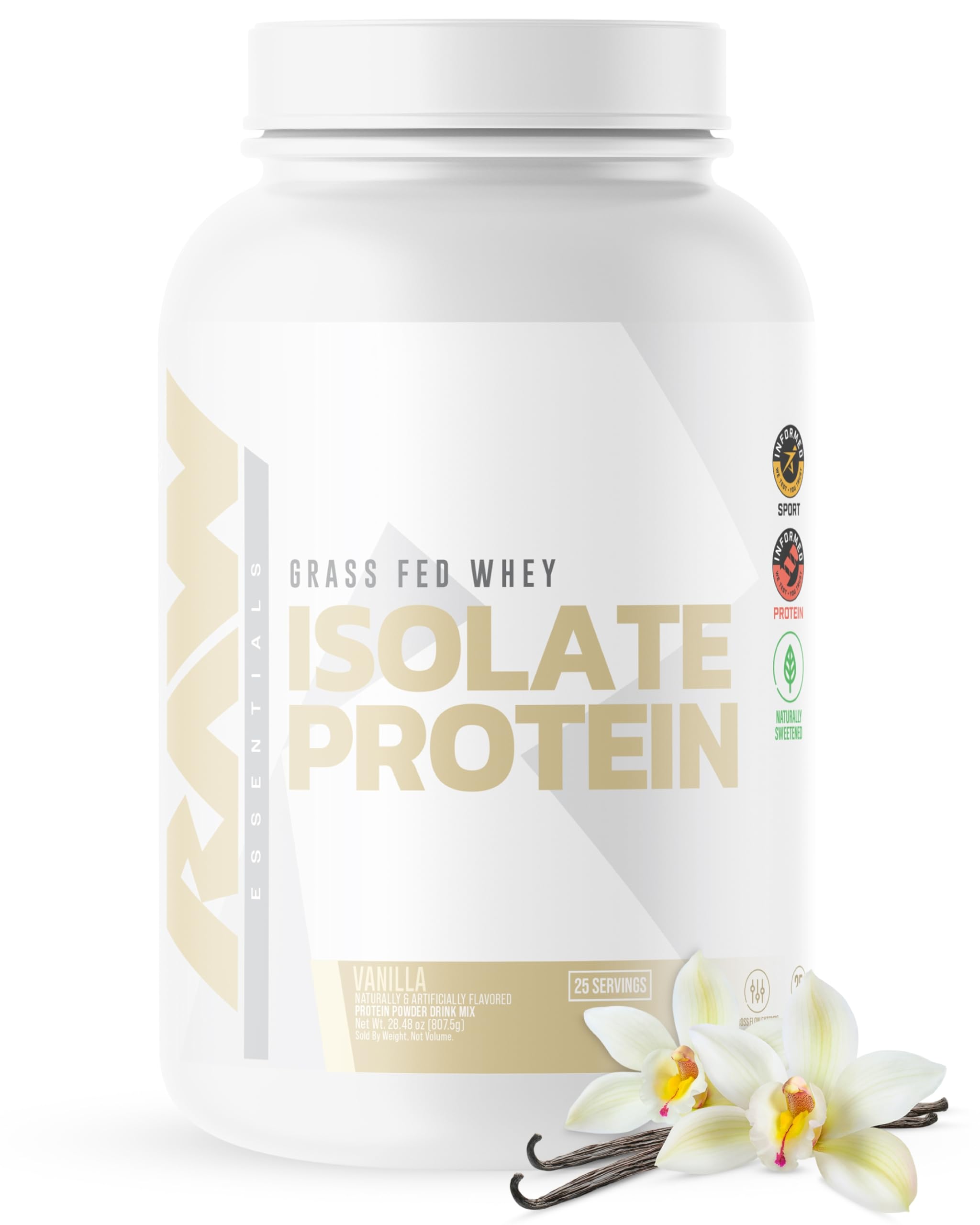 RAW Whey Isolate Protein Powder, Vanilla (CBUM Itholate) - 100% Grass-Fed Sports Nutrition Powder for Muscle Growth & Recovery - Low-Fat, Low Carb, Naturally Flavored - 25 Servings