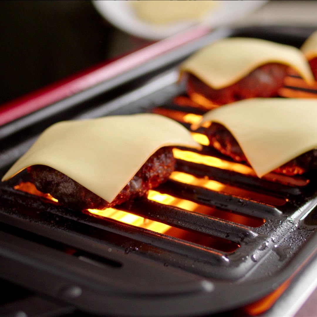 Livington Rotisserie Chef - Rot - Indoorgrill, Drehgrill & Tischgrill - Drehspieß für Hähnchen - Elektrogrill - Automatische Abschaltfunktion - Duo-Infrarot Heizelemente