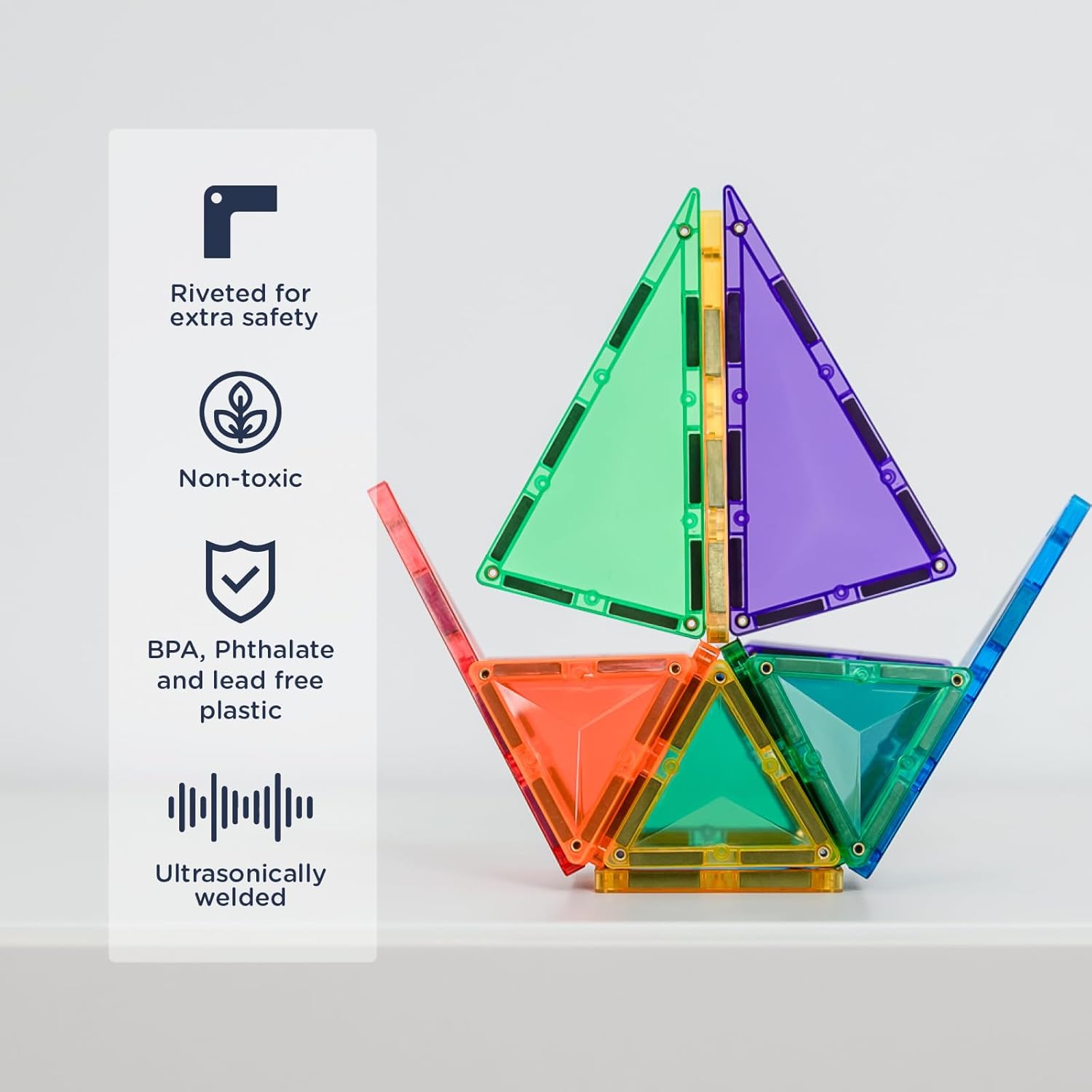 CONNETIX Magnetic Tiles Rainbow Mini Pack, 24 Pieces