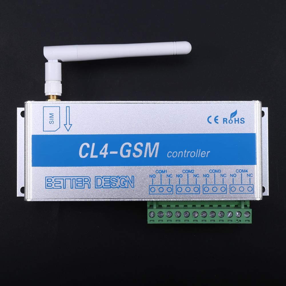 Fdit Interruptor Inteligente inalámbrico gsm SMS Sistema de Seguridad para el hogar Inteligente Interruptor 4 Canales gsm Teléfono móvil inalámbrico Control Remoto Interruptor(Enchufe DE LA UE)