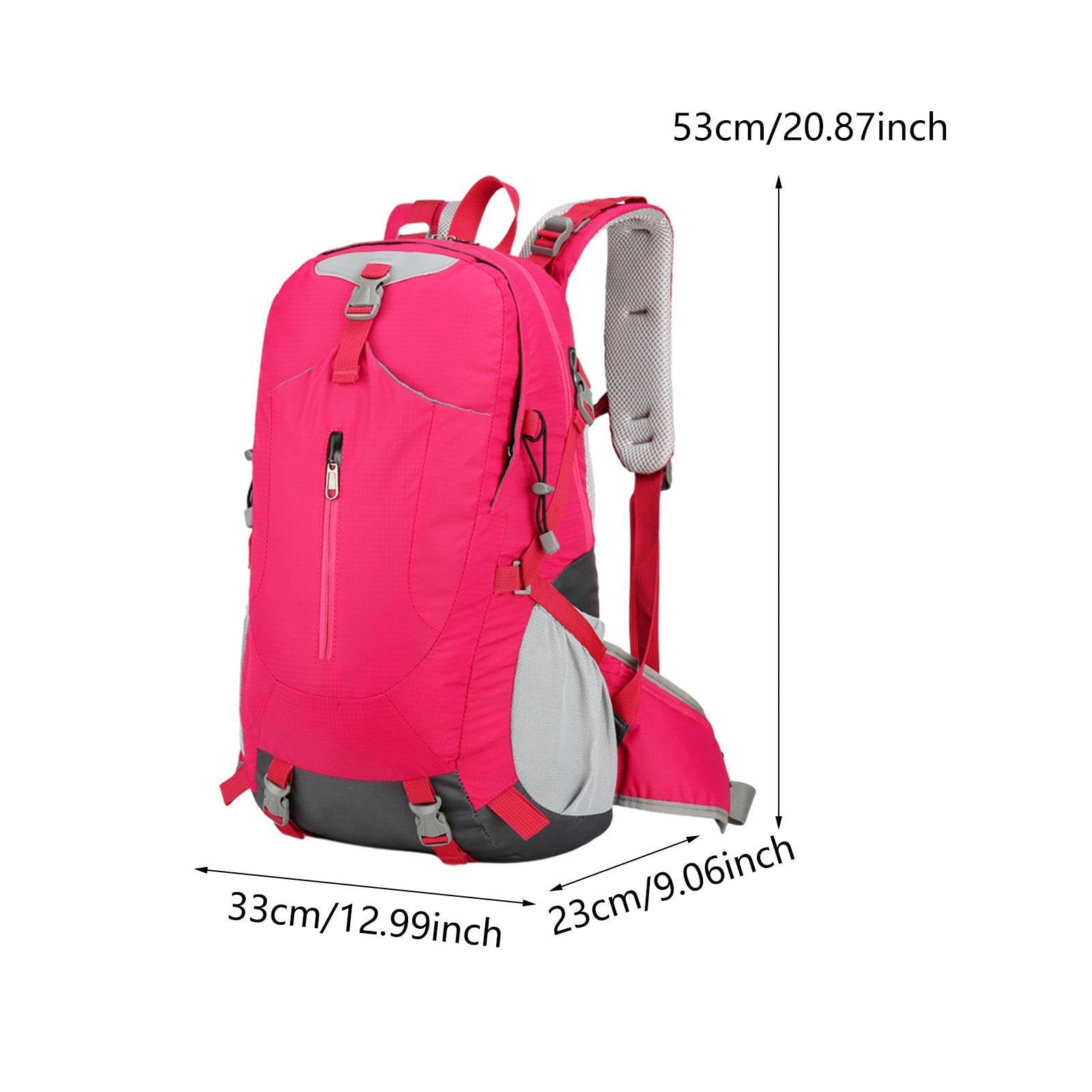 Mochila de Escalada para Adultos con Tiras Reflectantes Mochila Deportiva Transpirable de Nailon Mochila con Gran Capacidad Y Compartimentos Extra Ade, Rosa Roja