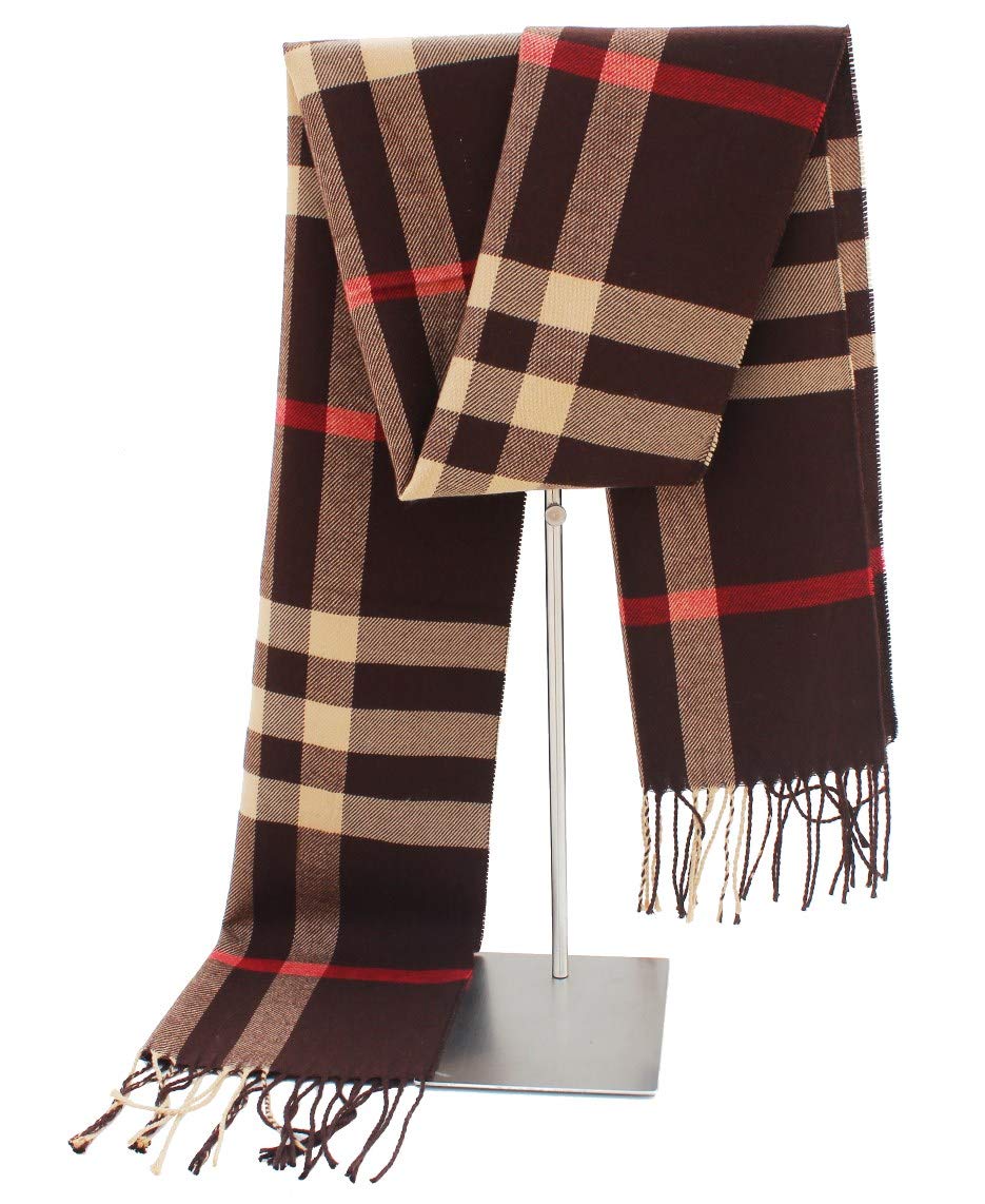 Brown Multi Color Check Pattern Winter Muffler Scarf Cum Scarves Stoles Woolen Men and Women's Casual Soft And Warm-image-14