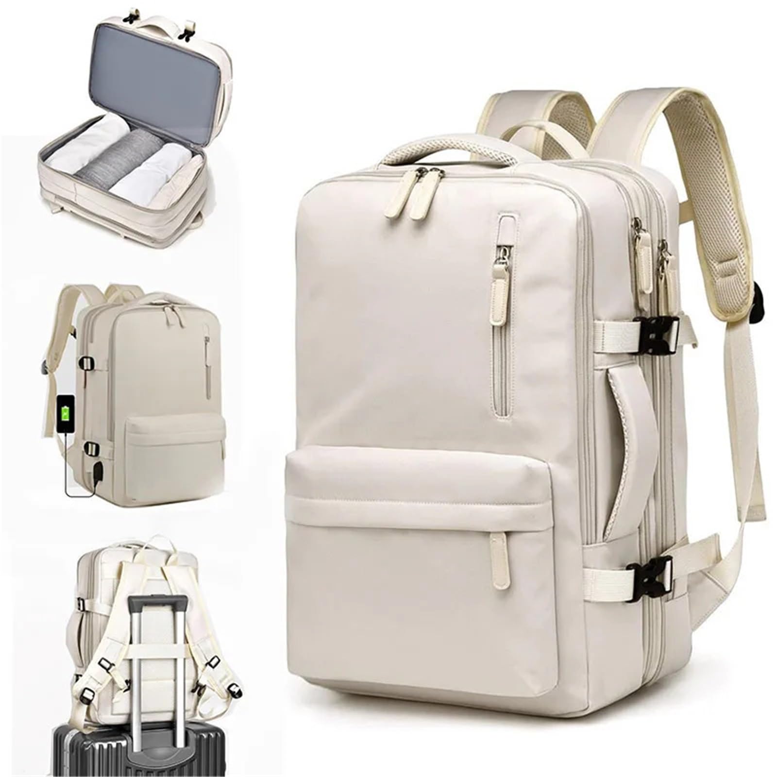 Borsa da cabina Zaino viaggio Borse impermeabili Carryon for laptop Zaini espandibili 15,6 pollici(Green)