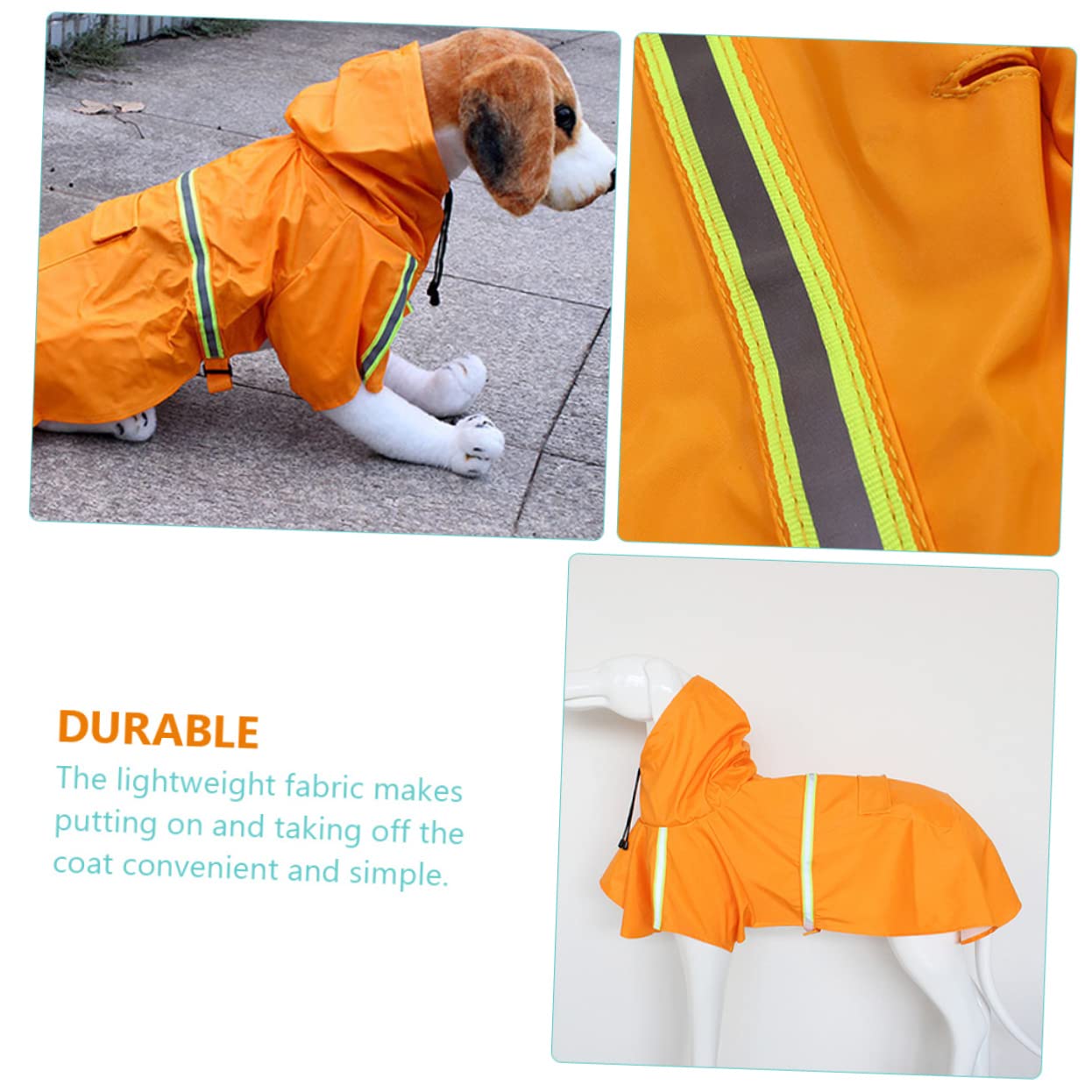 BELLIFFY Dog Raincoat Nylon Waterproof Reflective Portable for Small Dogs Puppies Daily Rainwear Adjustable Straps