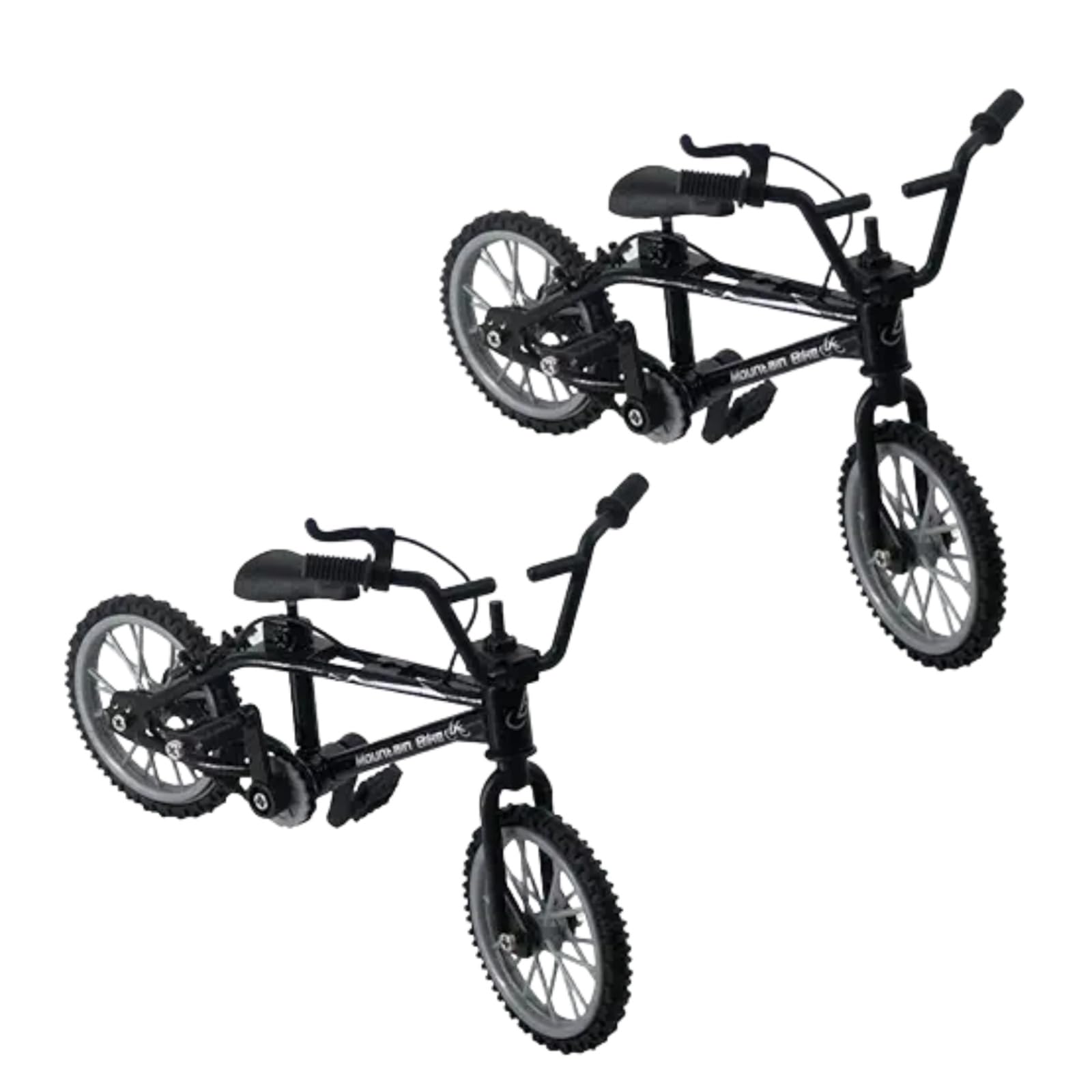 Opemg 2Pcs Black 1/18 Diecast Bike Action Figure Toy,Mini Finger Mountain Bike Bicycle Art Crafts Desktop Decor Finger Bikes