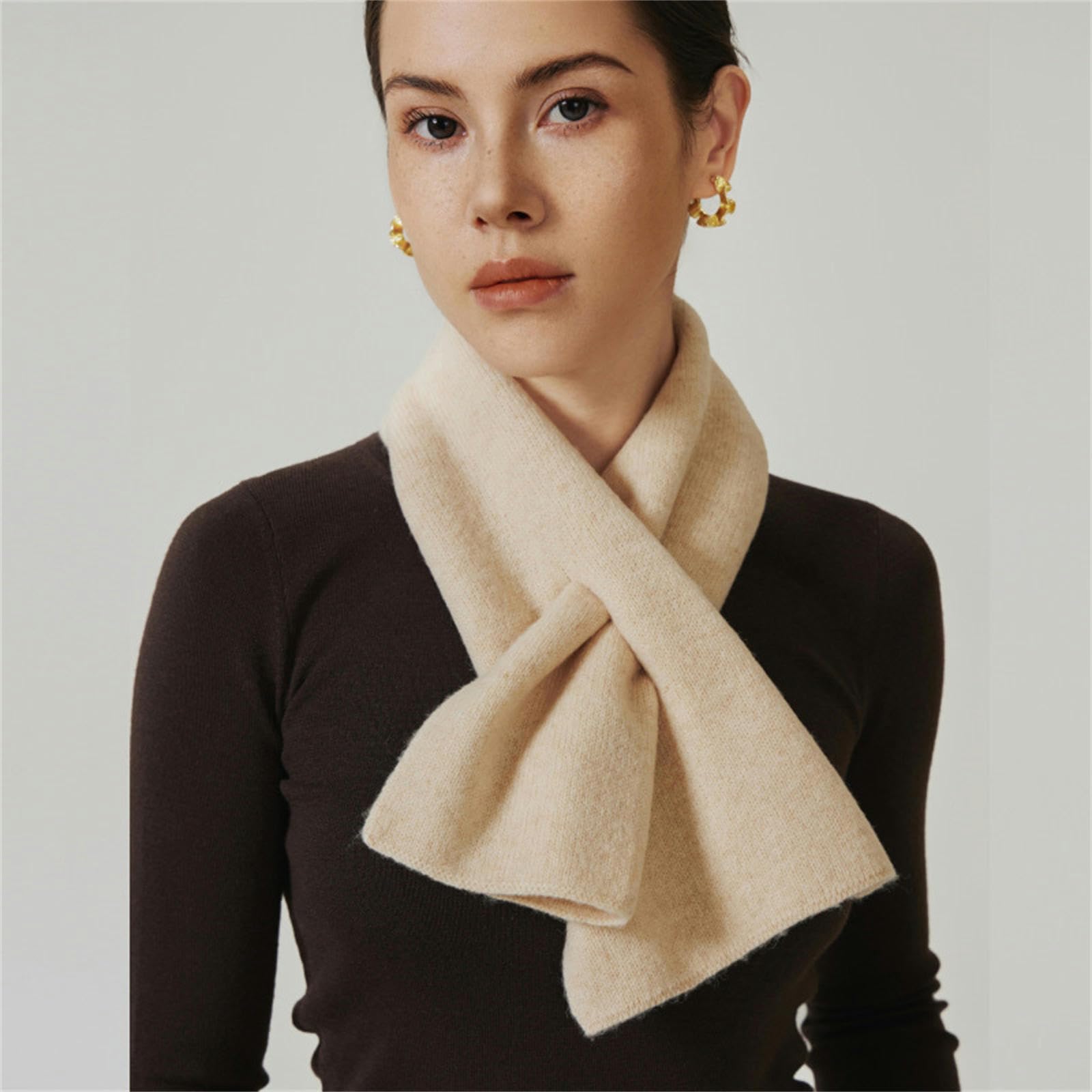 JOASIS Sciarpa Donna Sciarpa da Donna Invernale Lavorata A Maglia in Finta Lana, Scialle alla Moda, Semplice Sciarpa al Collo Piccola-off White-76 * 18 Cm