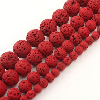 Yochus Red Round Lava Rock Stone Beads Bracelet 6mm for Jewelry Making