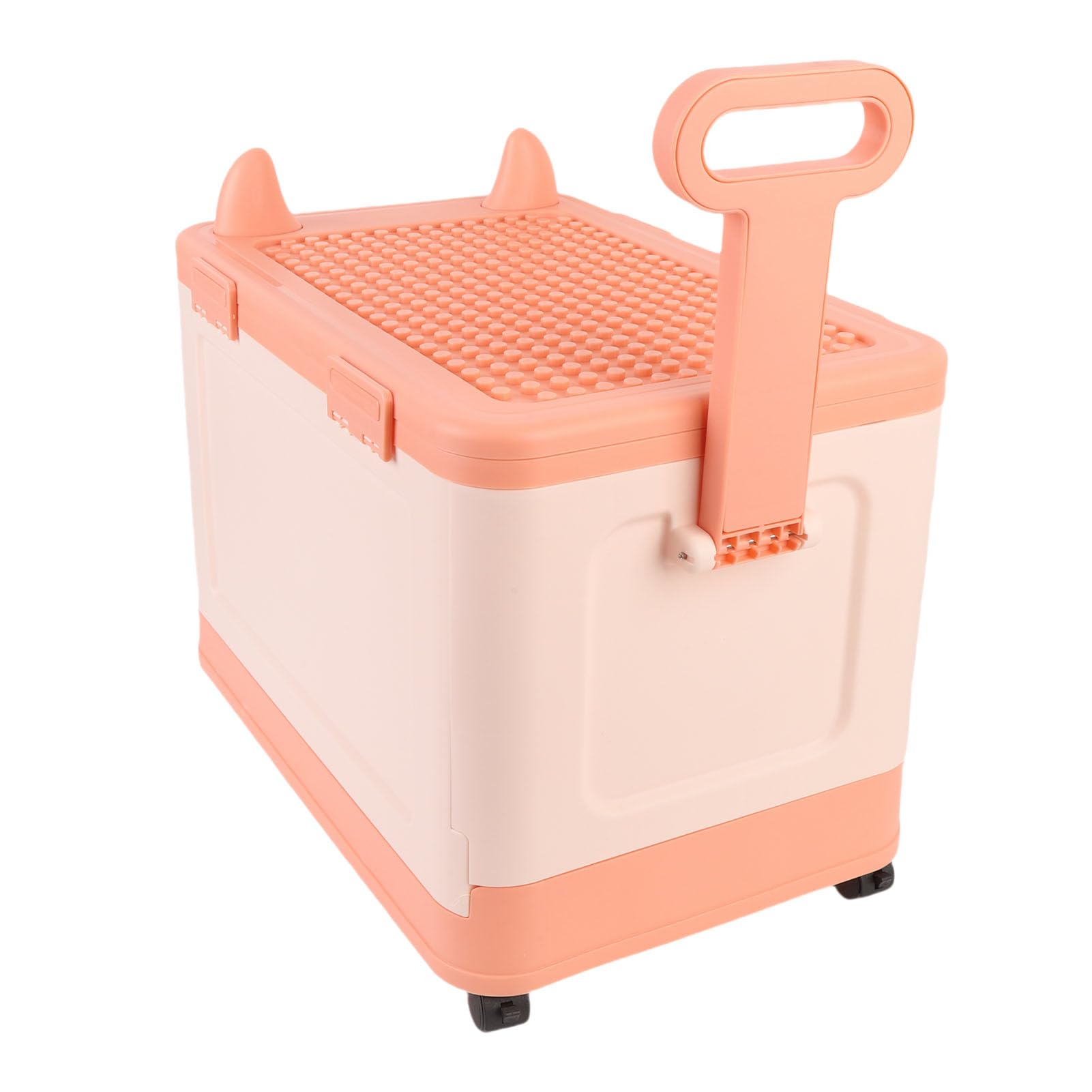 Cryfokt Portaoggetti per Giocattoli Robusta Cassapanca in Plastica con Ruote per L'organizzazione della Sala Giochi, per Bambini e Neonati, Ca.12,2x18,5x19,7", 1 unità (Rosa arancio)