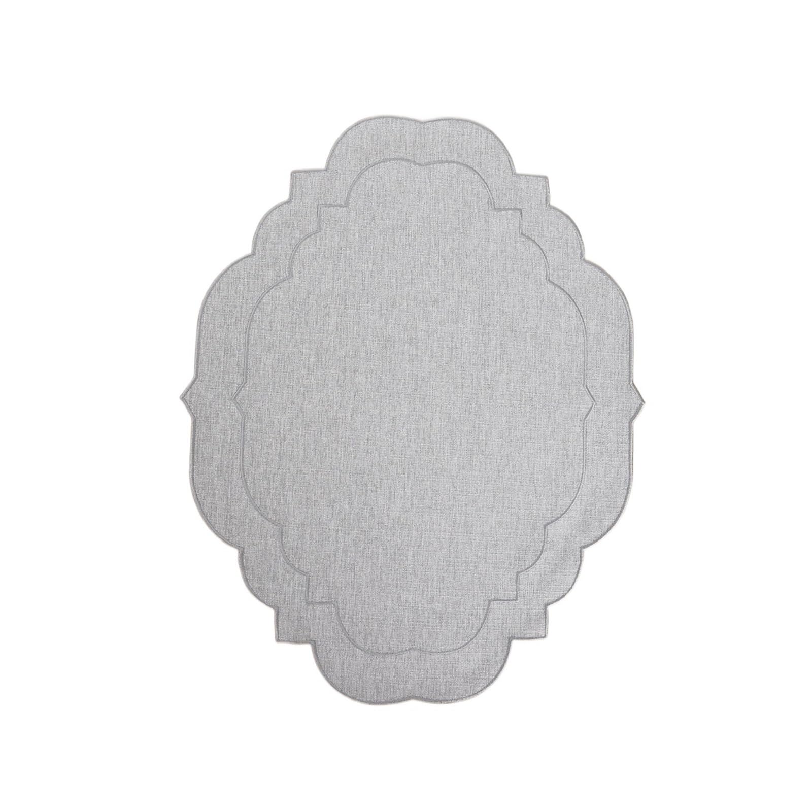 Tovaglietta Ovale Tovagliette in lino Set di 4 tovagliette in stoffa smerlate e ricamate Tovagliette ovali lavabili for tavolo da pranzo Festa in fattoria(Light Grey)