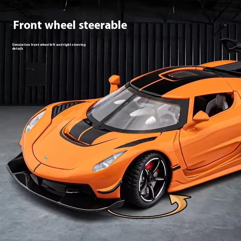 Image of Alokik Enterprise 1:24 Koenigsegg Jesko Sport Diecast Model Metal Pull-Back Car with Sound & Light and 2 Opening Doors Kids' Best Toy Vehicle Gift【White】