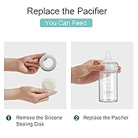 Vista 7 de COMI Botella de almacenamiento y recolección de leche materna de cuello ancho de vidrio, paquete de 4, 6 oz con disco de sellado de anillo de rosca