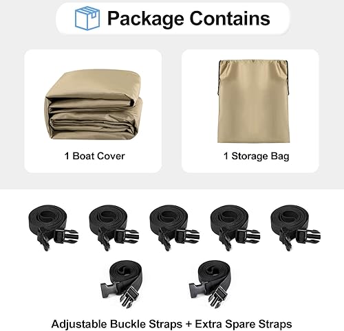 Miniatura 6 de OutdoorLines Cubiertas impermeables para lanchas de 14 a 16 pies de largo, resistentes a los rayos UV, para lanchas remolcables para casco V,