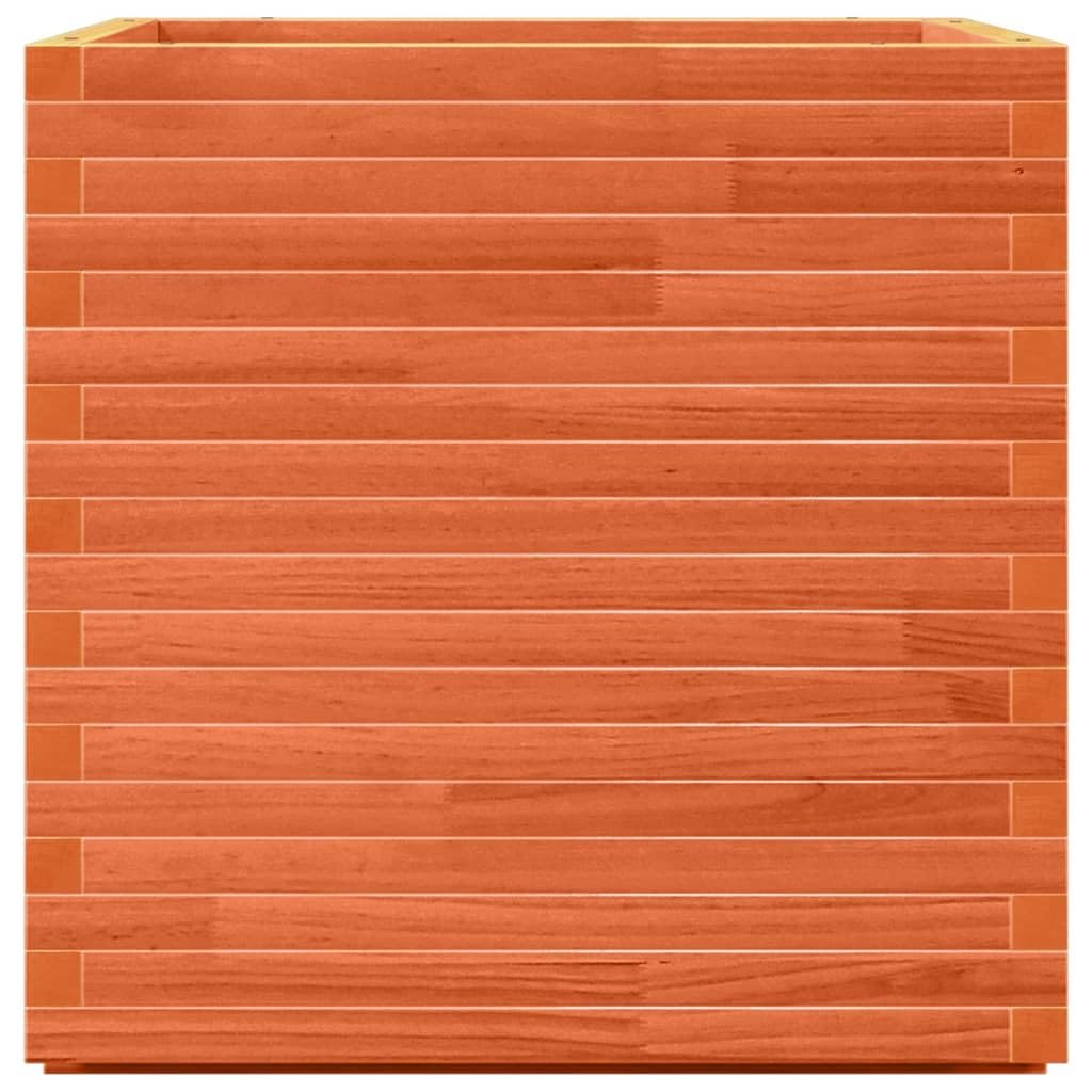 Fioriera da Giardino 70x70x72 cm in Legno Massello di Pino | Vaso da esterno marrone cera con ampio spazio interno per piante e fiori su terrazzo, patio o balcone.