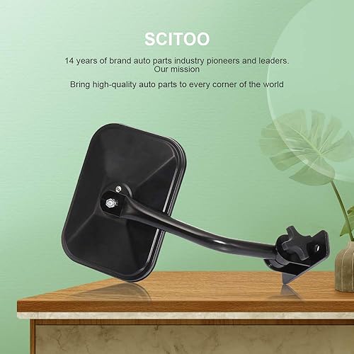 Miniatura 6 de SCITOO Espejos retrovisores laterales para el conductor y el pasajero para Jeep Wrangler JKU JK CJ YJ TJ Par Off-Road Rectangular Adventure