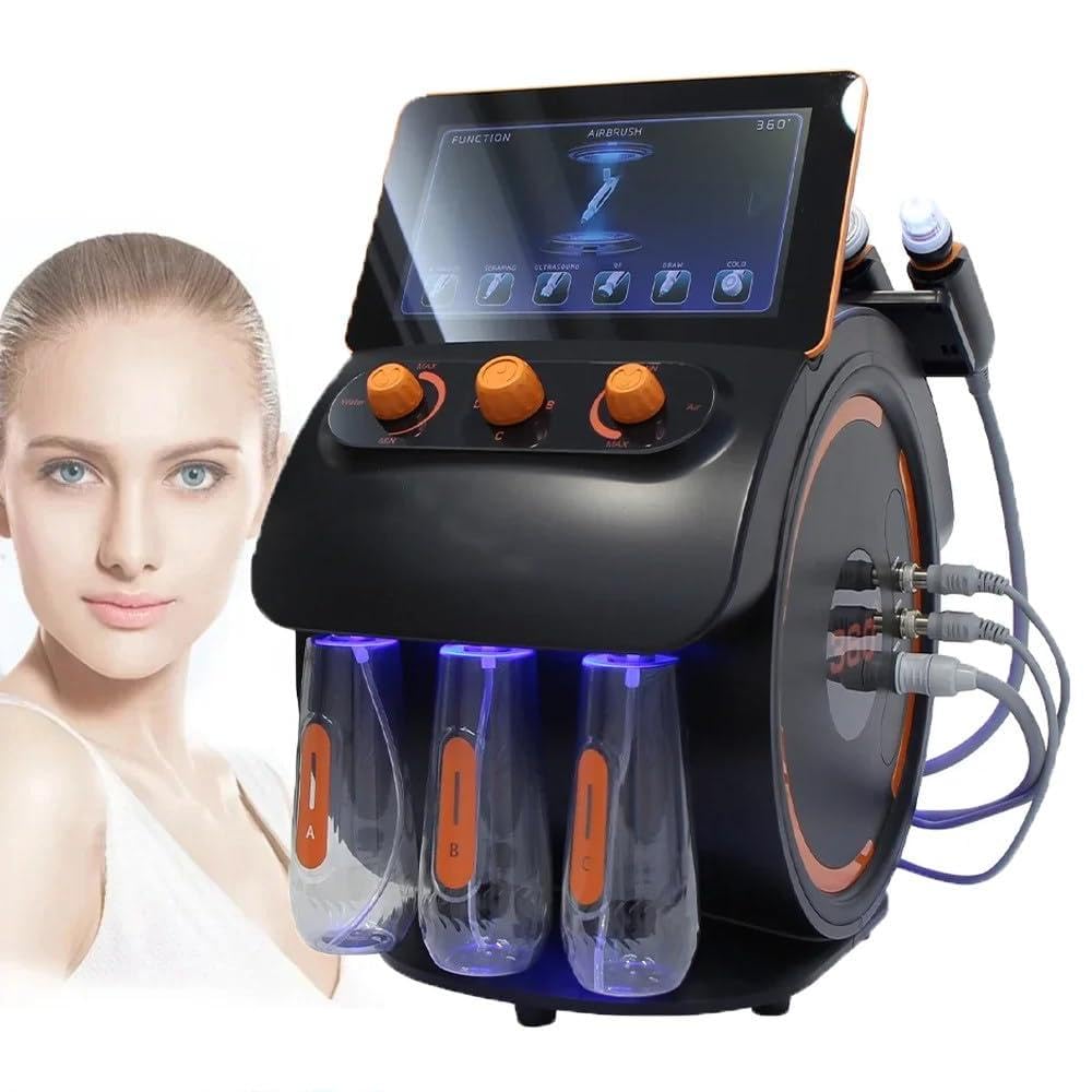Urządzenie Do Hydrodermabrazji 6 W 1, Wodorowo-Tlenowe, Ekran 10 Cali, Urządzenie Do Głębokiego Oczyszczania Twarzy, Do Oczyszczania Twarzy/Usuwania Zaskórników/Nawilżania Black