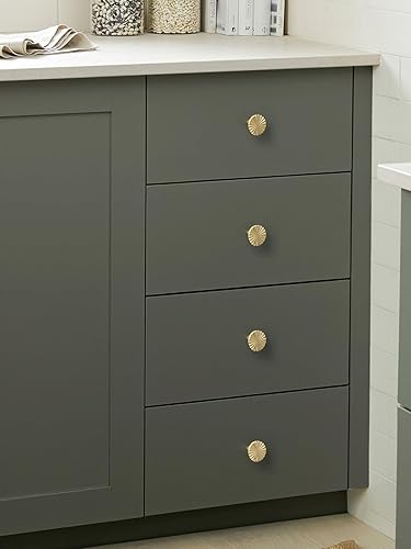 Miniatura 4 de Paquete de 10 pomos dorados cepillados para gabinetes, tiradores planos de latón para cajones de cocina, armario de baño, vestidor, manijas de