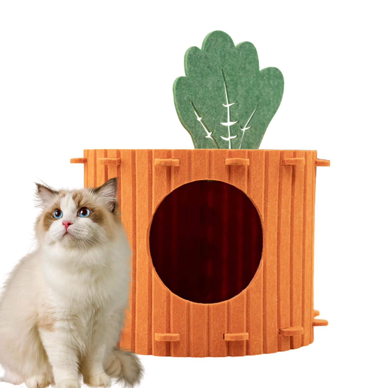 Cave Bed for Cat, Detachable Nest Nest, Semi-Closed Carrot Shaped Basket with Cover, for Home and Indoor Pets Size Small Medium Large Cats Dogs Somme
