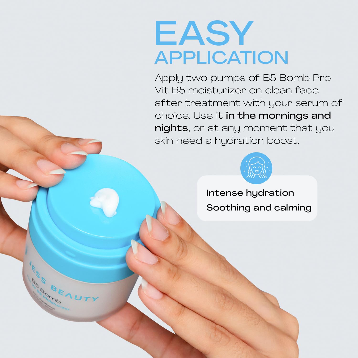 JESS BEAUTY B5 Bomb Face Moisturizer, 20% Panthenol with Hyaluronic Acid & Vitamin E