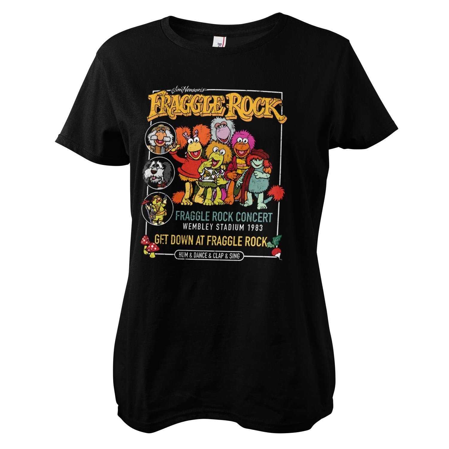 Fraggle Rock Officially Licensed Concert Women T-Shirt (Black), Medium