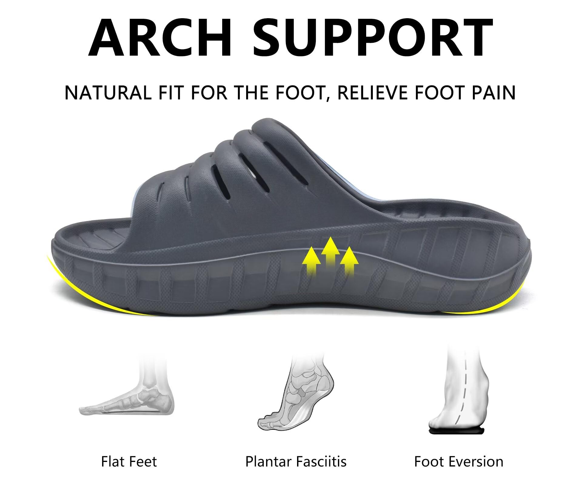 GPOS Sandalias deportivas de recuperación para hombre, fascitis plantar, gruesas, cómodas, ortopédicas
