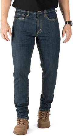 5.11 Tactical Mens Defender-Flex Slim Work Jeans, Patch Pockets, Fitted Waistband, Style 74465