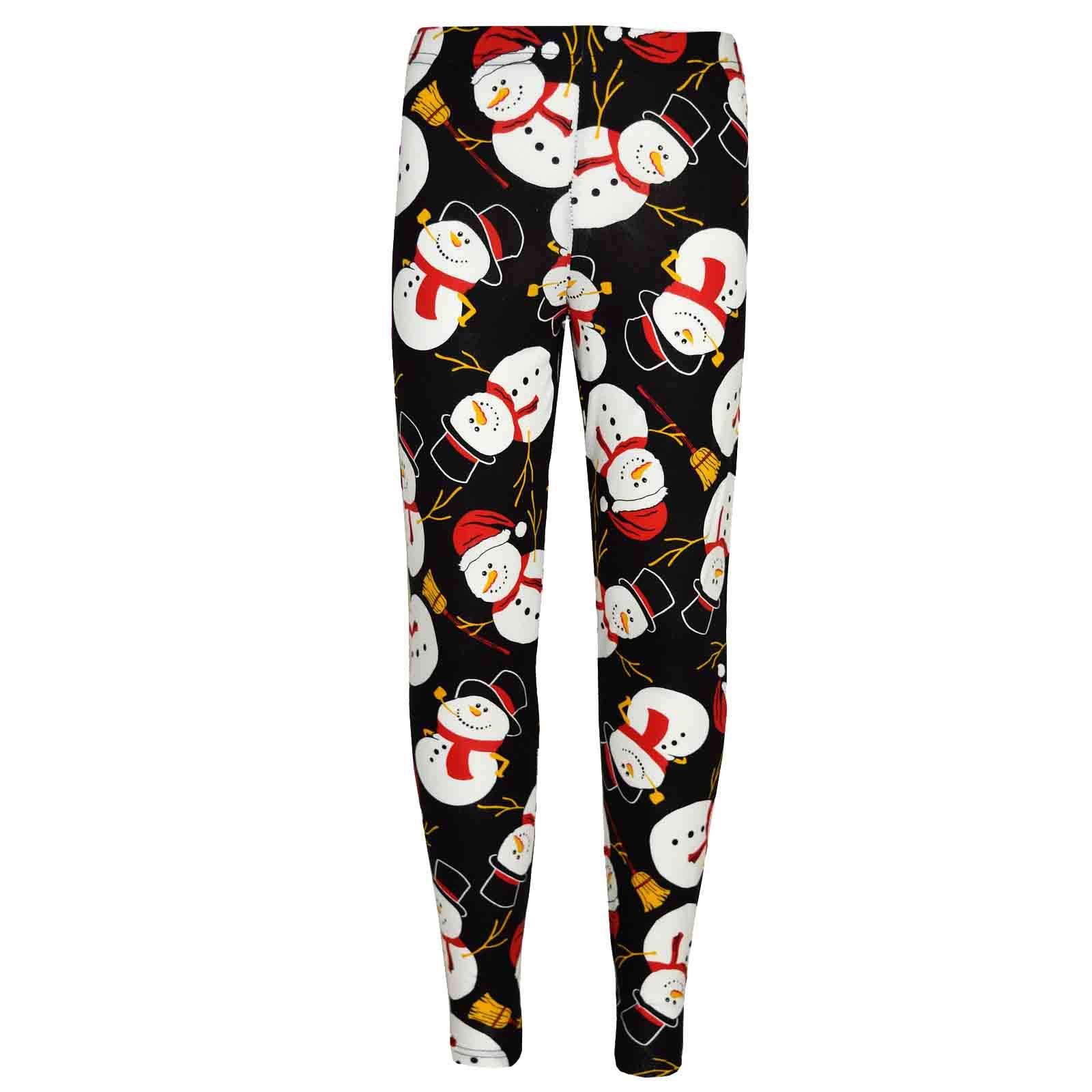 A2z 4 Kids Girls Snowman Black Christmas Legging Santa Snowman Penguin - Xmas Legging 13