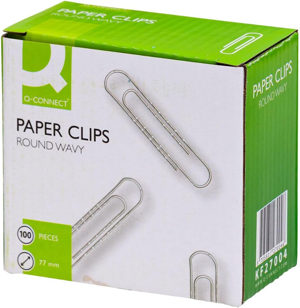 Q-Connect 77mm Round Wavy Paperclip (Pack of 100)