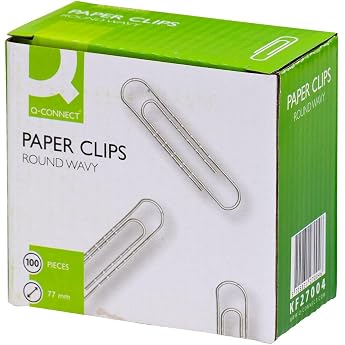 Q Connect 77mm Round Wavy Paperclip Pack of 100